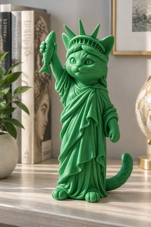Özgürlüğün Kedisi Figürlü Dekoratif Biblo - Büyük Boy - 22cm