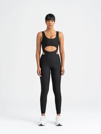 Siyah Bold Curve Spor Tayt Tulum