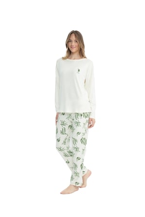 U.S. Polo Assn. Kadın Uzun Kollu Yuvarlak Yaka Pijama Takımı S25106