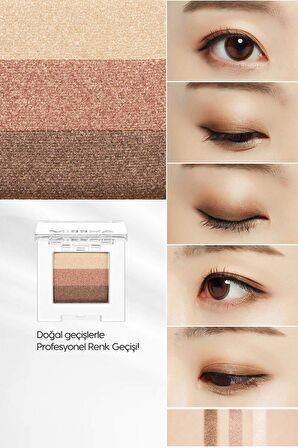 Yumuşak Dokulu, Dökülme Yapmayan 3 Renkli Göz Farı Triple Shadow No.3 (Mocha Beige)