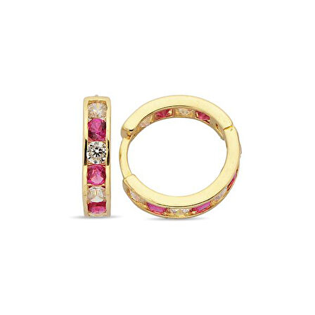 Altın Pembe Taşlı Çocuk Küpe