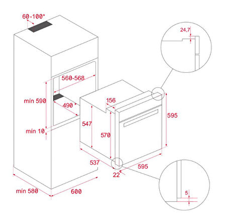 TEKA İNFİNİTY MAT SİYAH ANKASTRE SET ( HLB 85-G1 FIRIN + GBC 75-G1 OCAK + DVI 88-G1 DAVLUMBAZ )