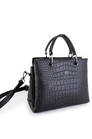 Nas Bag Kadın El Çantası Baskılı - Siyah