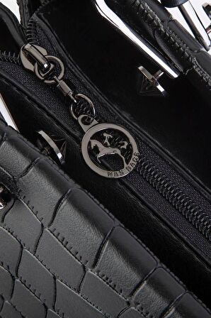 Nas Bag Kadın El Çantası Baskılı - Siyah