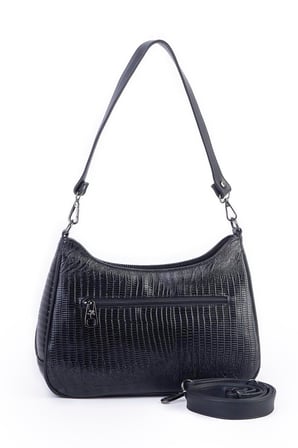 Nas Bag Kadın Omuz ve Çapraz Baget Çanta - Siyah Lazer (28x17 cm)