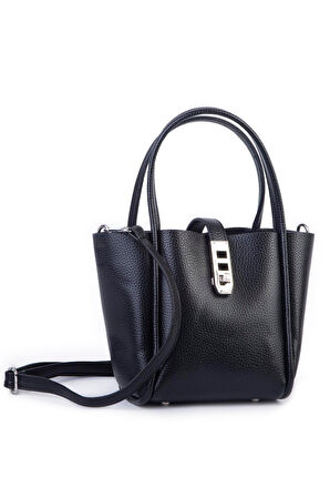 Nas Bag Orta Boy Kadın El ve Omuz Çapraz Çanta 18x20 cm - Siyah Lopez