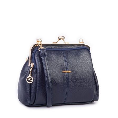 Nas Bag Burslu Klipsli Vintage Omuz ve Çapraz Çanta - Lacivert Victoria