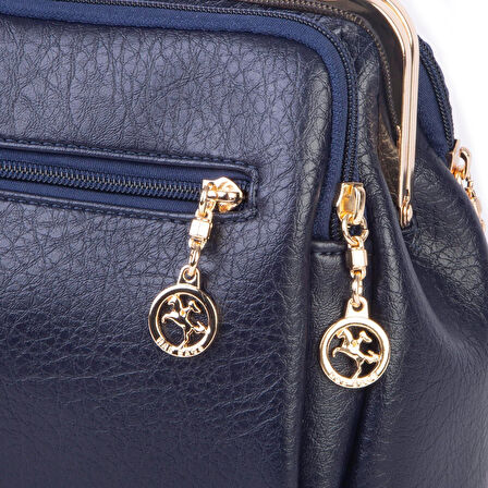 Nas Bag Burslu Klipsli Vintage Omuz ve Çapraz Çanta - Lacivert Victoria