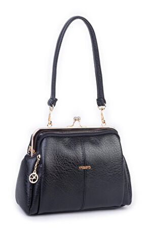 Nas Bag Burslu Klipsli Vintage Omuz ve Çapraz Çanta - Siyah Victoria