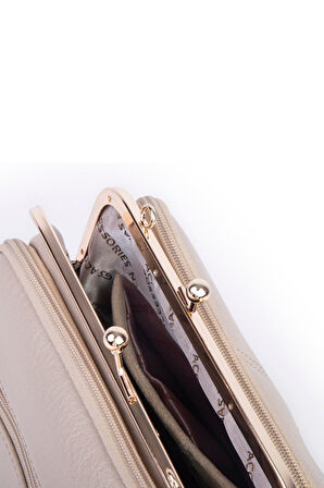 Nas Bag Burslu Klipsli Vintage Omuz ve Çapraz Çanta - Kum Victoria