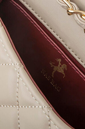 Nas Bag Kadın Çapraz Çanta Kapitone Zincir Detaylı - Kum Uludağ