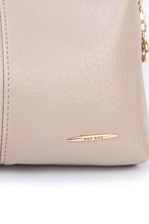 Nas Bag Kadın Mini Omuz ve Çapraz Çanta Örgülü Askılı - Kum Victoria