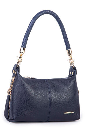 Nas Bag Kadın Mini Omuz ve Çapraz Çanta Örgülü Askılı - Lacivert Victoria