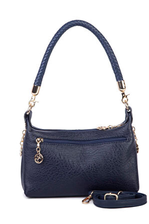 Nas Bag Kadın Mini Omuz ve Çapraz Çanta Örgülü Askılı - Lacivert Victoria