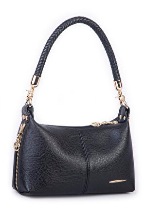 Nas Bag Kadın Mini Omuz ve Çapraz Çanta Örgülü Askılı - Siyah Victoria