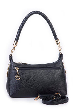 Nas Bag Kadın Mini Omuz ve Çapraz Çanta Örgülü Askılı - Siyah Victoria