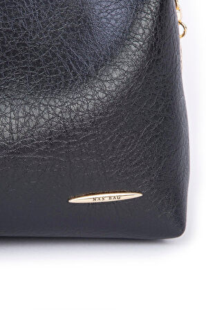 Nas Bag Kadın Mini Omuz ve Çapraz Çanta Örgülü Askılı - Siyah Victoria