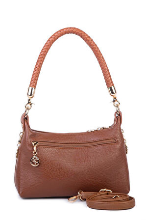 Nas Bag Kadın Mini Omuz ve Çapraz Çanta Örgülü Askılı - Taba Victoria