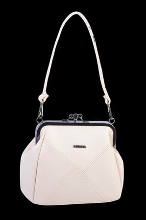 Nas Bag Mini Vintage Burslu Klipsli Kadın Omuz ve Çapraz Çanta Krem Victoria ( 20x17 cm)