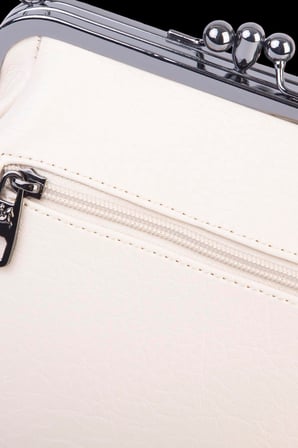 Nas Bag Mini Vintage Burslu Klipsli Kadın Omuz ve Çapraz Çanta Krem Victoria ( 20x17 cm)