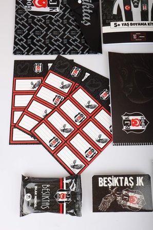 x Dekomus Lisanslı Beşiktaş 18 Parça Hobi Kırtasiye Seti Boyama Kitabı,Uçlu Kalem,Ajanda