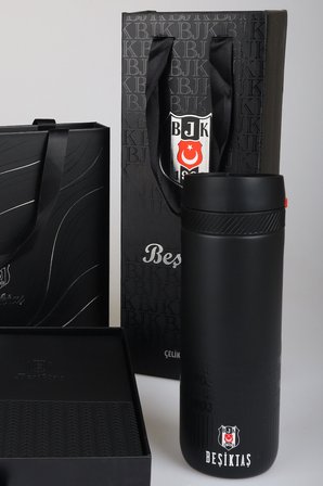 x Dekomus Lisanslı Beşiktaş Özel Çanta Kutulu 550 Ml Çelik Termos Ve Çantalı Deri Ajanda Roller Tükenmez Kalem Seti  