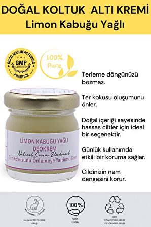 Limon Kabuğu Yağlı Krem Deodorant 40 ml %100 Doğal