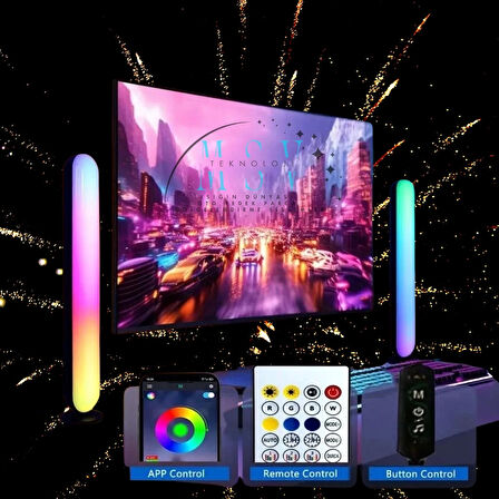 5 Volt Usb Bağlantılı Sese Duyarlı RGB Pixel IR Kumanda ve Cep Telefonundan Bluetooth Kontrol TV ve Bilgisayar İçin 2 Li Led Bar