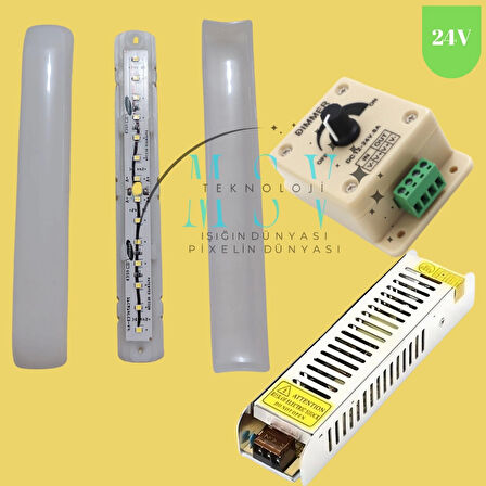 10 Adet 24V 3000K Günışığı Samsung Ledli Pergola 4.5A Trafo ve 8A Manuel Dimmer Kumandalı Set Tente Aydınlatması