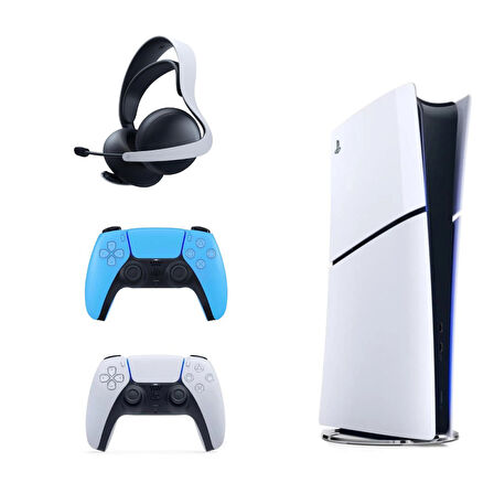Sony Playstation 5 Slim İthalatçı Garantili + 2.  Mavi Dualsense + Pulse 3D Kablosuz Kulaklık