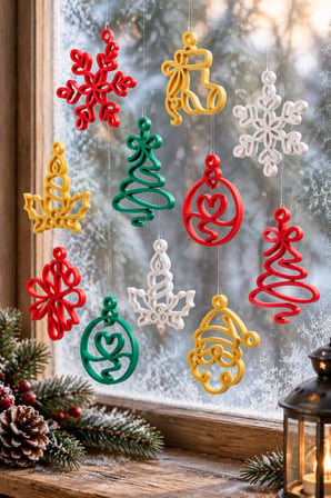 Yılbaşı Figürlü Noel Süsleri - 6 Adetli Paket - Karışık Renkler