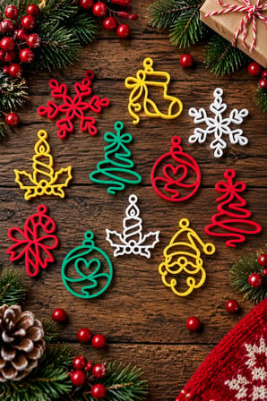 Yılbaşı Figürlü Noel Süsleri - 6 Adetli Paket - Karışık Renkler