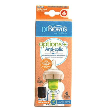 Dr Browns Geniş Ağız Options+ Cam Biberon 150 ml