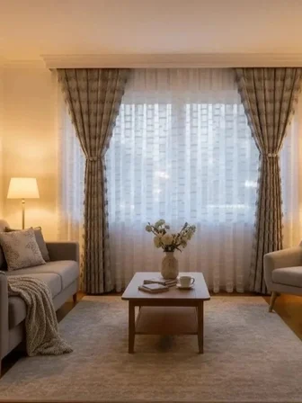 NİVEMESHOME DURU TAM DESENLİ  1/3  PİLELİ  TÜL PERDE APM