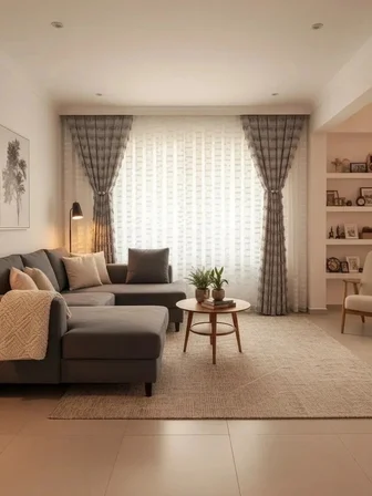 NİVEMESHOME DURU TAM DESENLİ  1/3  PİLELİ  TÜL PERDE APM