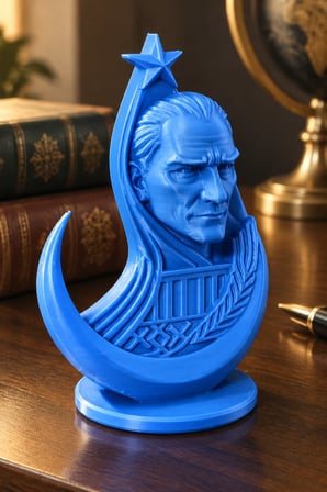 Ay Yıldızlı Atatürk Figürlü Dekoratif Mini Biblo