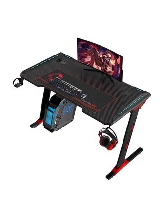 Raptor Il Serisi Z Şeklinde Rgb Akıcı Işıklı Oyun Masası (Boyut: 140-60-72 Cm), (800×300×3 mm - Fare