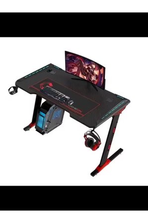Raptor Il Serisi Z Şeklinde Rgb Akıcı Işıklı Oyun Masası (Boyut: 140-60-72 Cm), (800×300×3 mm - Fare
