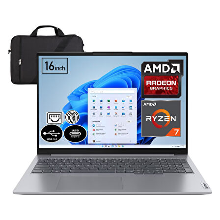 Lenovo Thinkbook 16 G6 Abp 21KK000WTREP2 Ryzen 7 7730U 32 GB Ram 512 GB SSD 16" Wuxga Windows 11 Pro + Elektropasaj Çanta