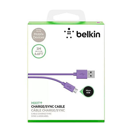 Belkin Micro Usb Data & Hızlı Şarj Kablo 2M Mor