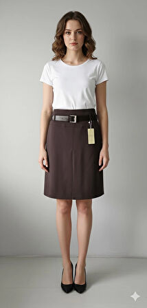 SORALLİNE KADIN MEVSİMLİK OFİS ETEK 65 CM BOYUNDA A PİLE ASTARLI 722