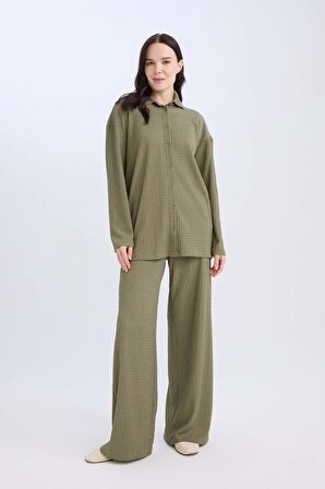DeFacto Bürümcük Pantolon Straight Fit Beli Lastikli Basic Düz Geniş Bol Paça D7522AX24AUKH82