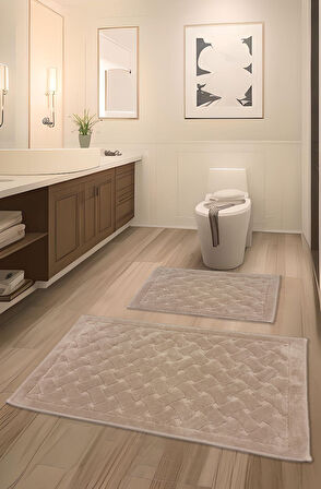 Kapadokya Yumuşacık, Süper Emici 2'li 100% Pamuk Ultra Lüks Banyo Paspası Seti