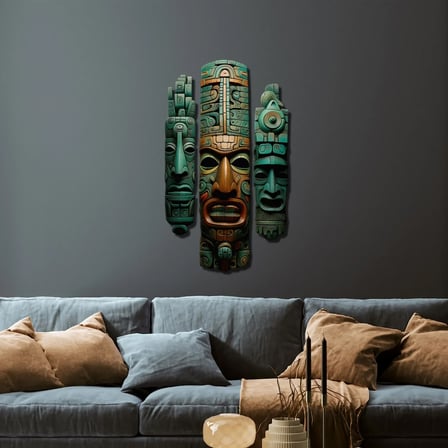 Aztec Totem Trio Metal Tablo 55x95 cm
