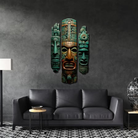 Aztec Totem Trio Metal Tablo 55x95 cm
