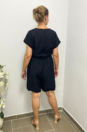 Büyük Beden Siyah Şort Tulum