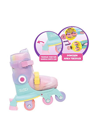 Ayarlanabilir Dönüşen Tekerlekli 2 In 1 Twisty Paten - Pembe
