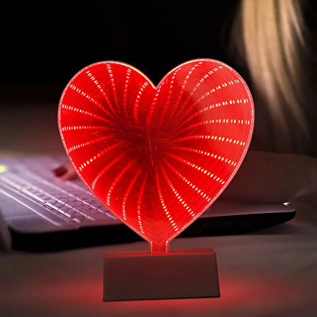 3D HEART TUNNEL LAMP RED LED LİGHT 3D IŞIKLI DEKOR KALP IŞIK USB+PİLLİ LED IŞIK DEKOR MASA LAMBASI YILBAŞI IŞIKLARI