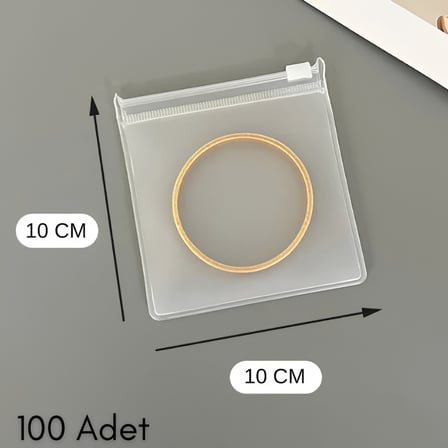 10x10 cm Fermuarlı Buzlu Şeffaf Poşet - Takı, İlaç, Düğme & Aksesuar Düzenleyici Fermuarlı Torba (130 Micron)-100 Adet