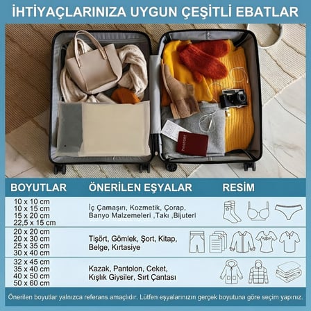 Valiz Dolap Içi Düzenleyici Organizer Buzlu Fermuarlı Poşet Zipper Torba 100 Adet 15 Cm X 20 Cm - 130 Micron